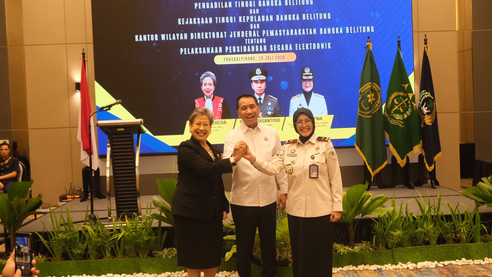 Perkuat Sinergi Persidangan Elektronik, Kanwil Ditjenpas Babel Bersama Kejati dan Pengadilan Tinggi Gelar Penandatanganan PKS