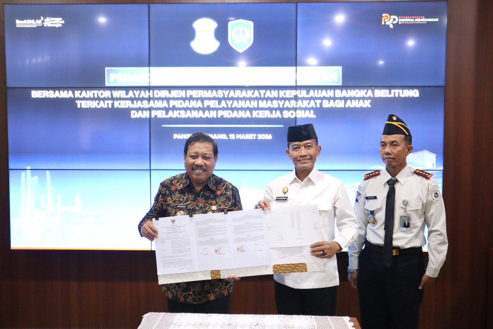 Plt Kakanwil Ditjenpas Babel dan Walikota Pangkalpinang Laksanakan Penandatanganan Nota Kesepahaman Untuk Pidana Pengawasan dan Pidana Kerja Sosial